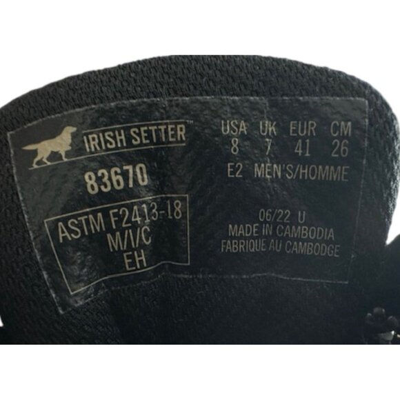 Red Wing Irish Setter Hopkins Black Waterproof Leather Safety Toe Boot Men 8 NEW - Picture 4 of 13